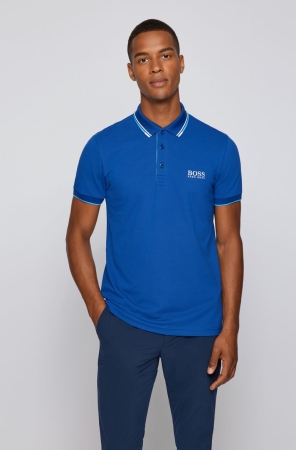 Blue HUGO BOSS Active-stretch Golf S.Caf Men's Polo Shirts | 0738KTUVR