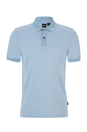 Light Blue HUGO BOSS Mercerised-cotton A Slim Fit Men's Polo Shirts | 5610DLQBK