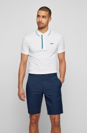 White HUGO BOSS Slim-fit Branded Men's Polo Shirts | 0815YKVRL