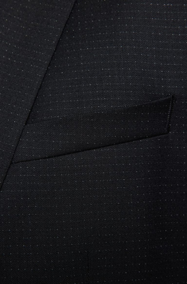 Black HUGO BOSS Extra-slim-fit Patterned Stretch Wool Men's Suits | 0786OGFBY