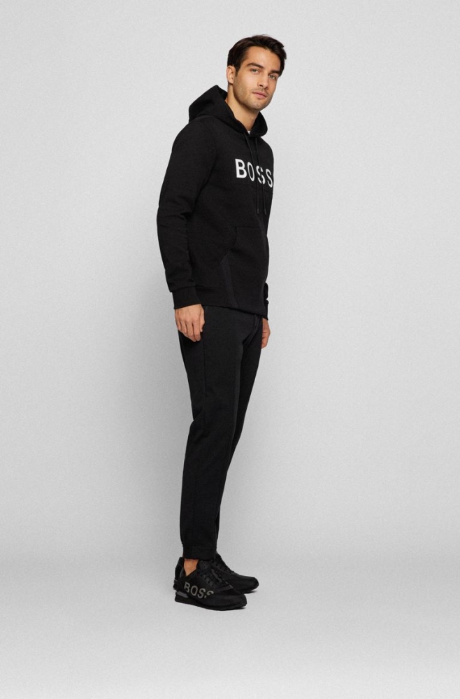 Black HUGO BOSS Logo Recycled-nylon Uppers Men's Sneakers | 2615VWTXE