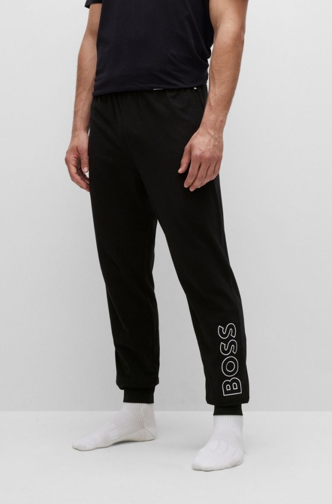 Black HUGO BOSS Stretch-cotton Logo Print Men's Underwear | 6028DIZEL